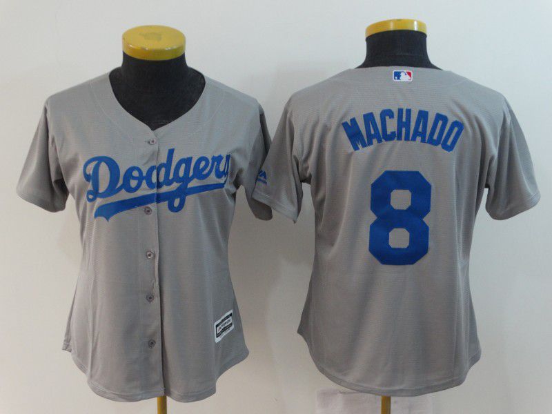 Women Los Angeles Dodgers 8 Machado Grey MLB Jerseys